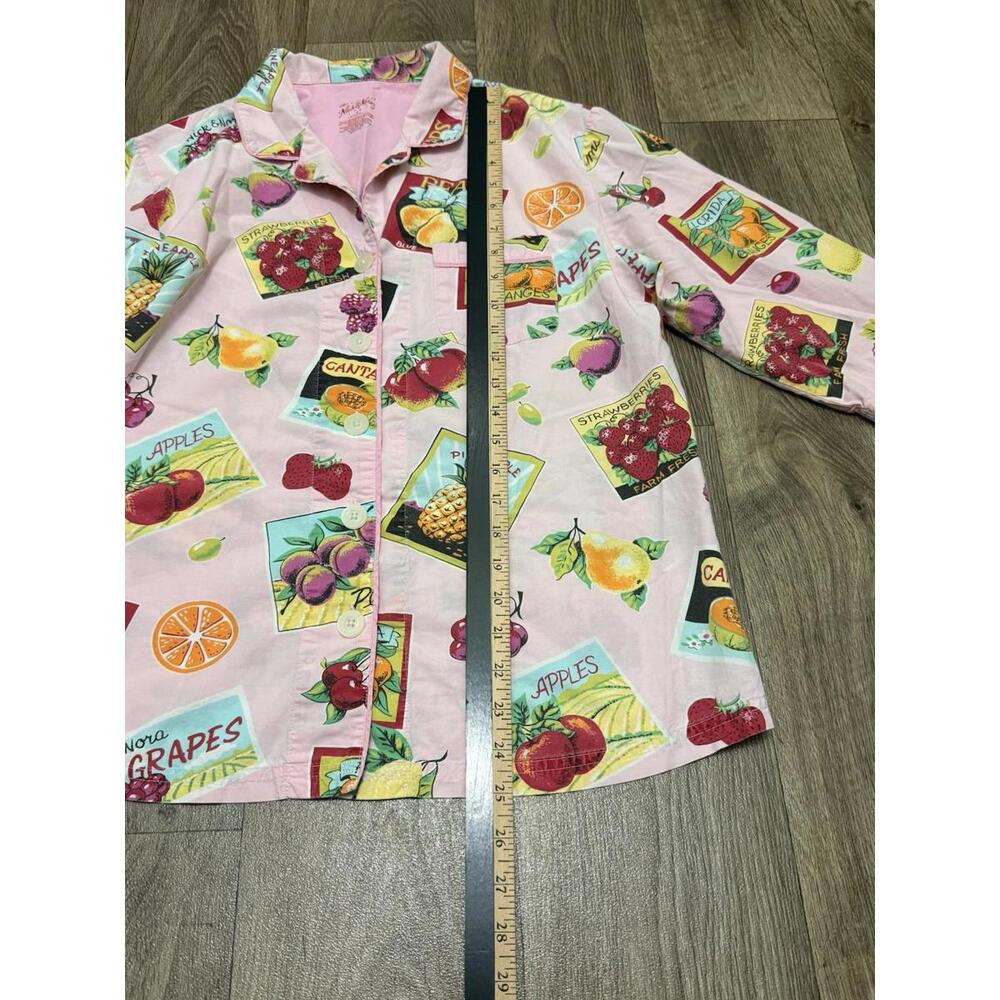 Nick & Nora Women Medium Cotton Pajama Top Shirt Fruit Print Button Up Sleepwear - Picture 7 of 9